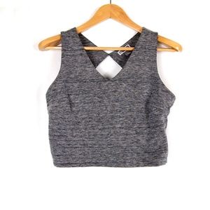 Chelsea 28 Zip Back Crop Top Marled Navy Blue M